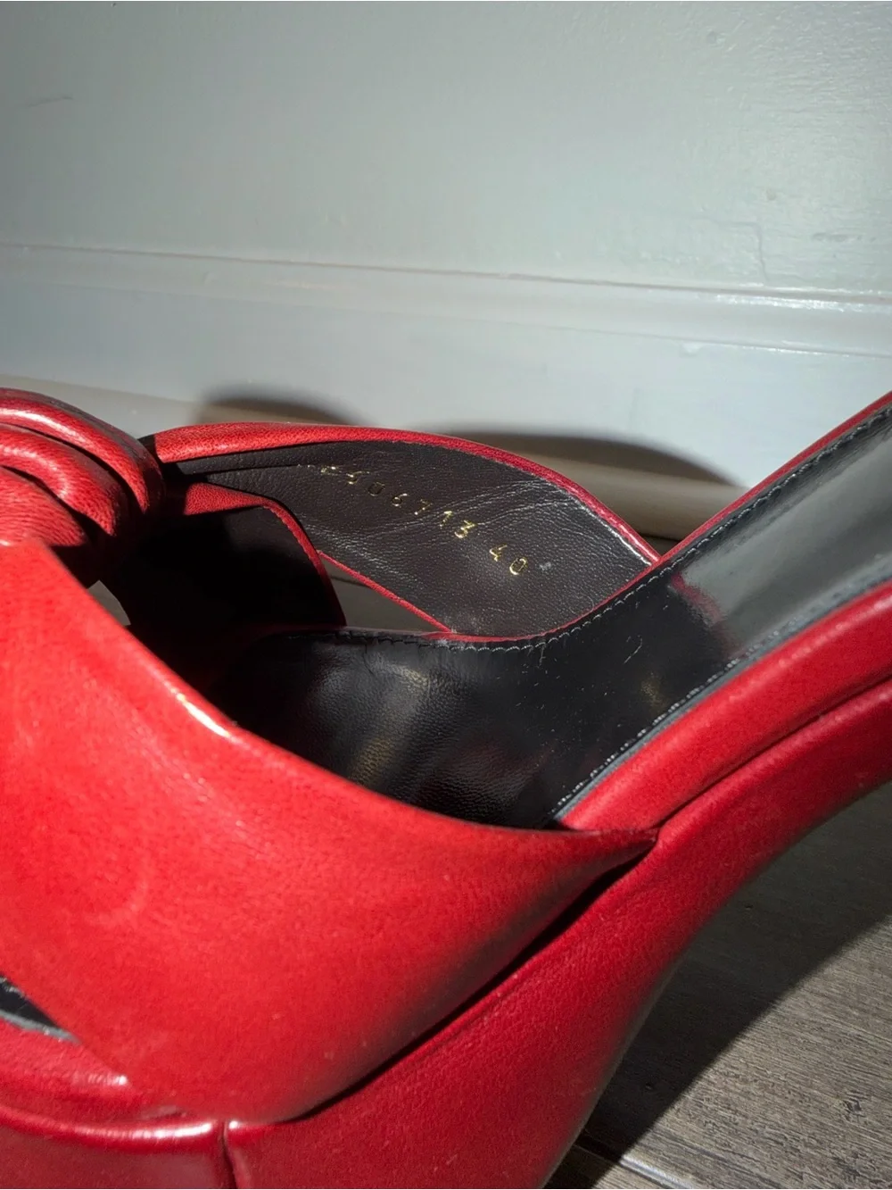 Saint Laurent Red Leather Bianca Knotted Platform Sandals - NWT
